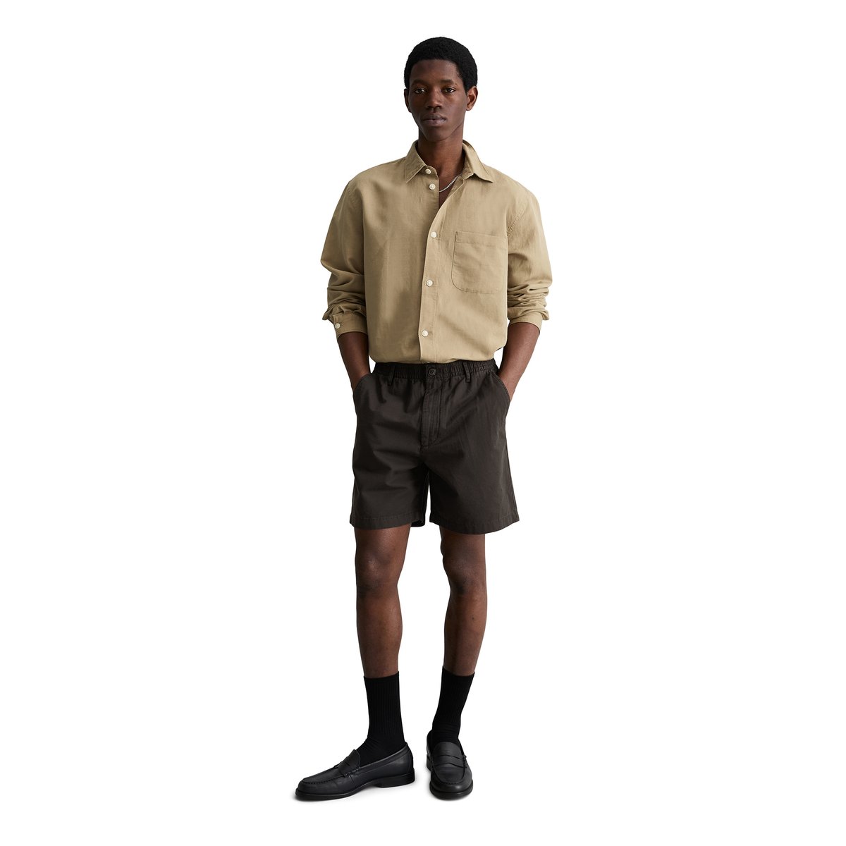 Chemise regular en lin et en coton bio marron, MARC O’POLO DENIM