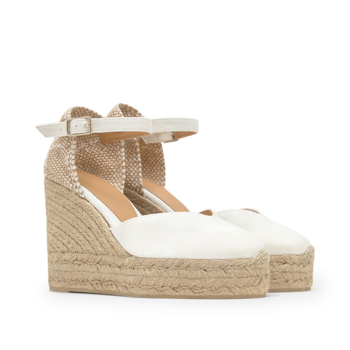 Espadrilles compensées à plateforme tressée CHIARITA EXTRA PLATFORM blanc, CASTANER