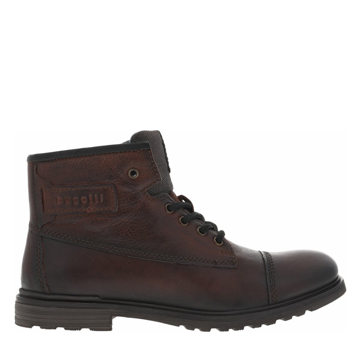 Bottines cuir talon plat marron, BUGATTI