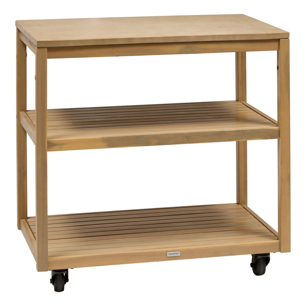 Module de cuisine d'été 2 étagères en acacia et granit LODGIA beige, HESPERIDE