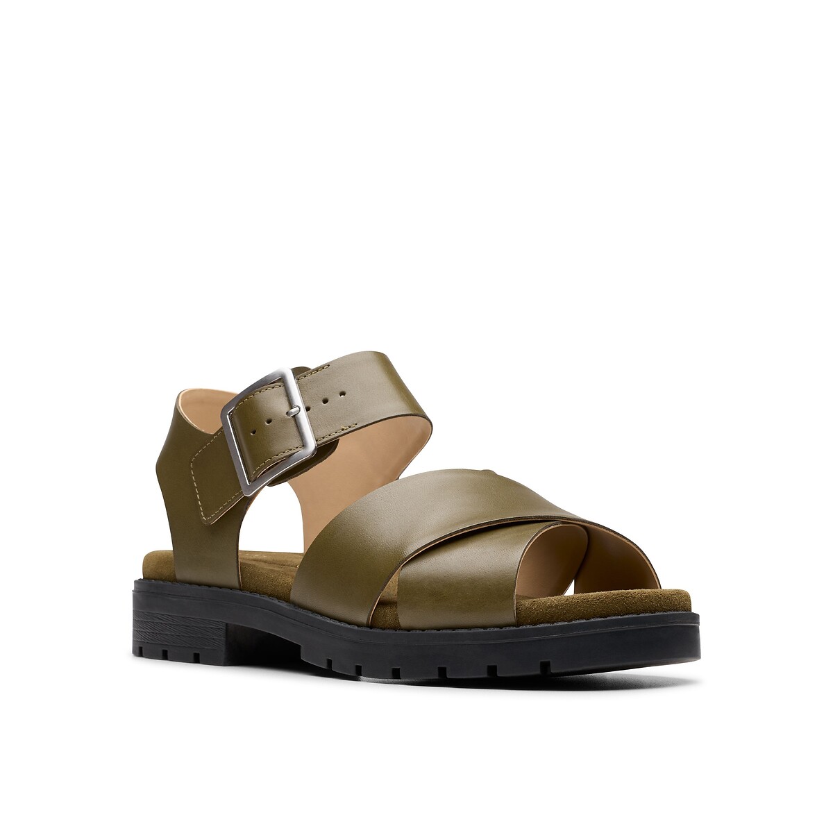 Orinocco Cross Leather Sandals olive, CLARKS