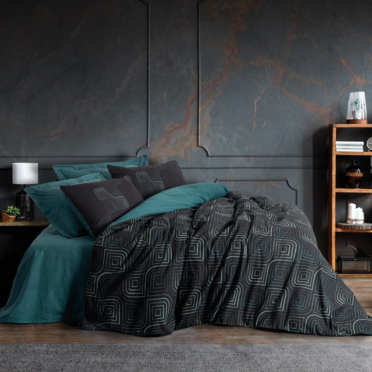 Parure housse de couette coton imprimée, Noche multicolore, C DESIGN HOME TEXTILE
