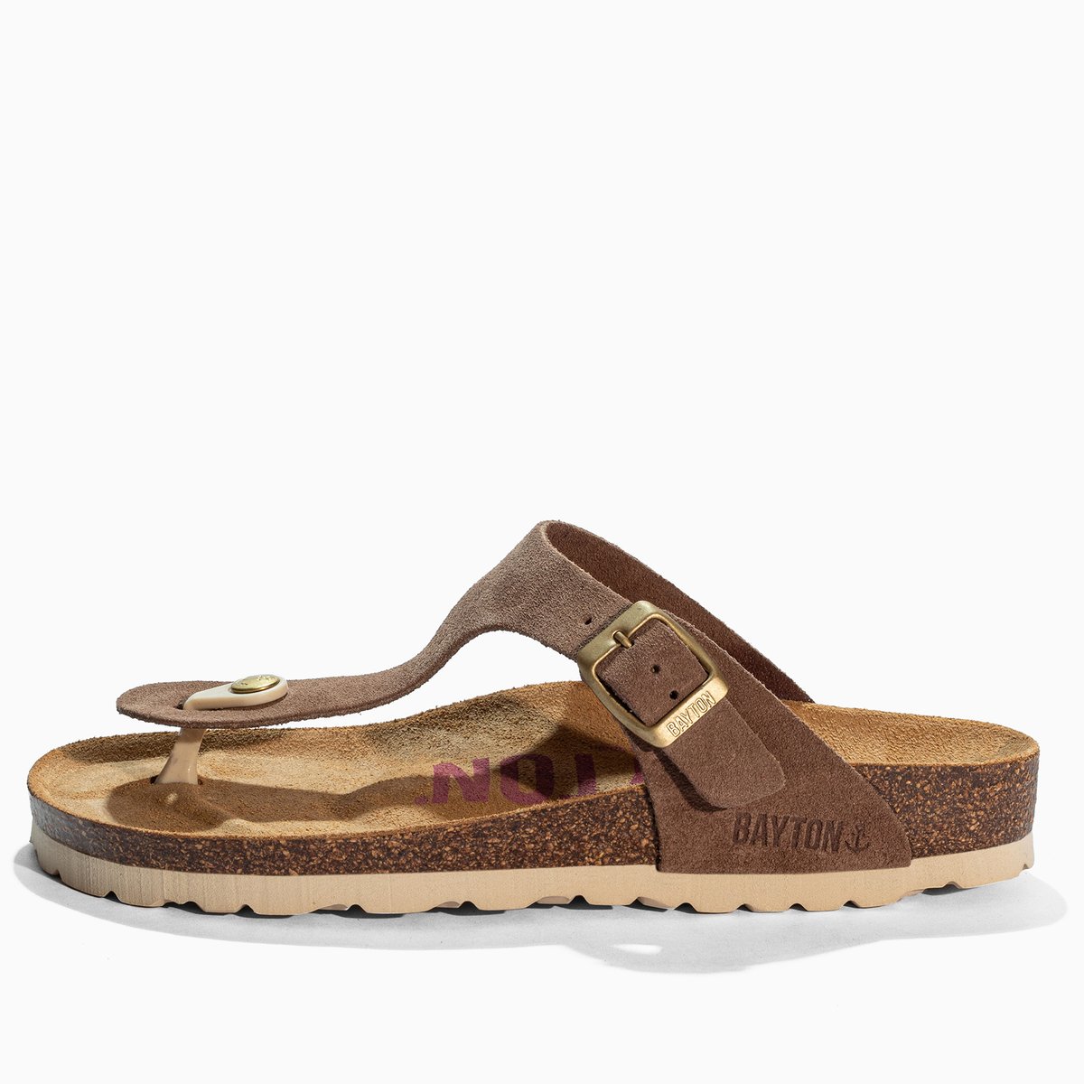 Tongs en cuir suédé MERCURE dark beige, BAYTON