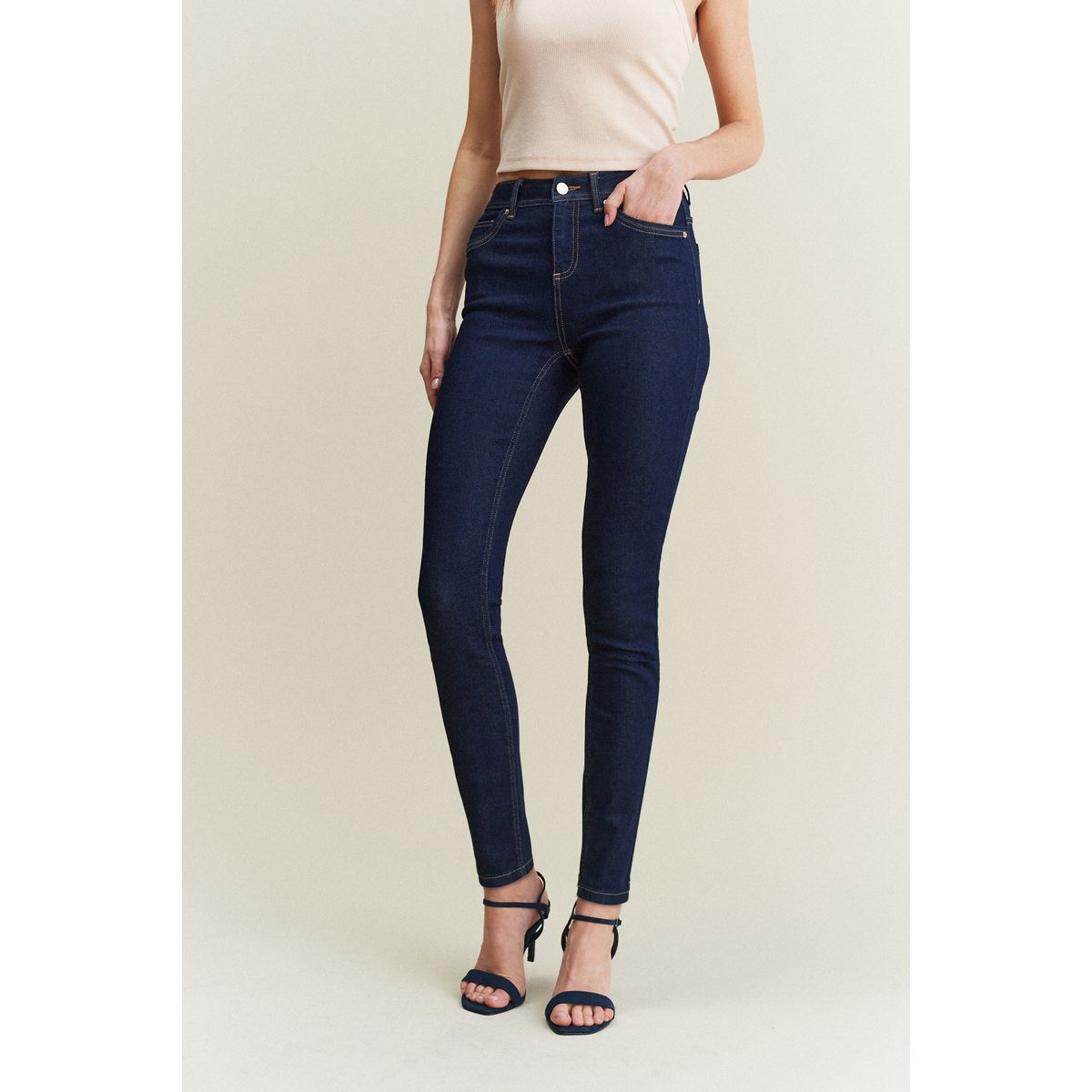 Jean skinny super doux boutonné avec poches délavage bleu, NEXT
