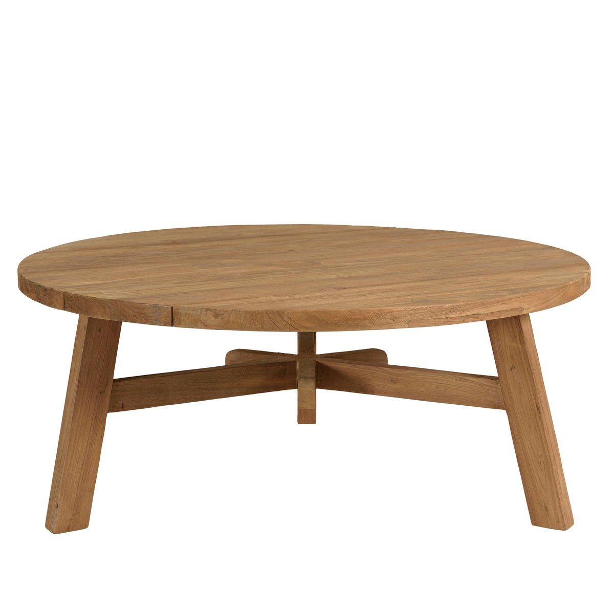 Table basse de jardin ronde en bois de teck recyclé naturel D95 cm SANTO bois naturel, PIER IMPORT