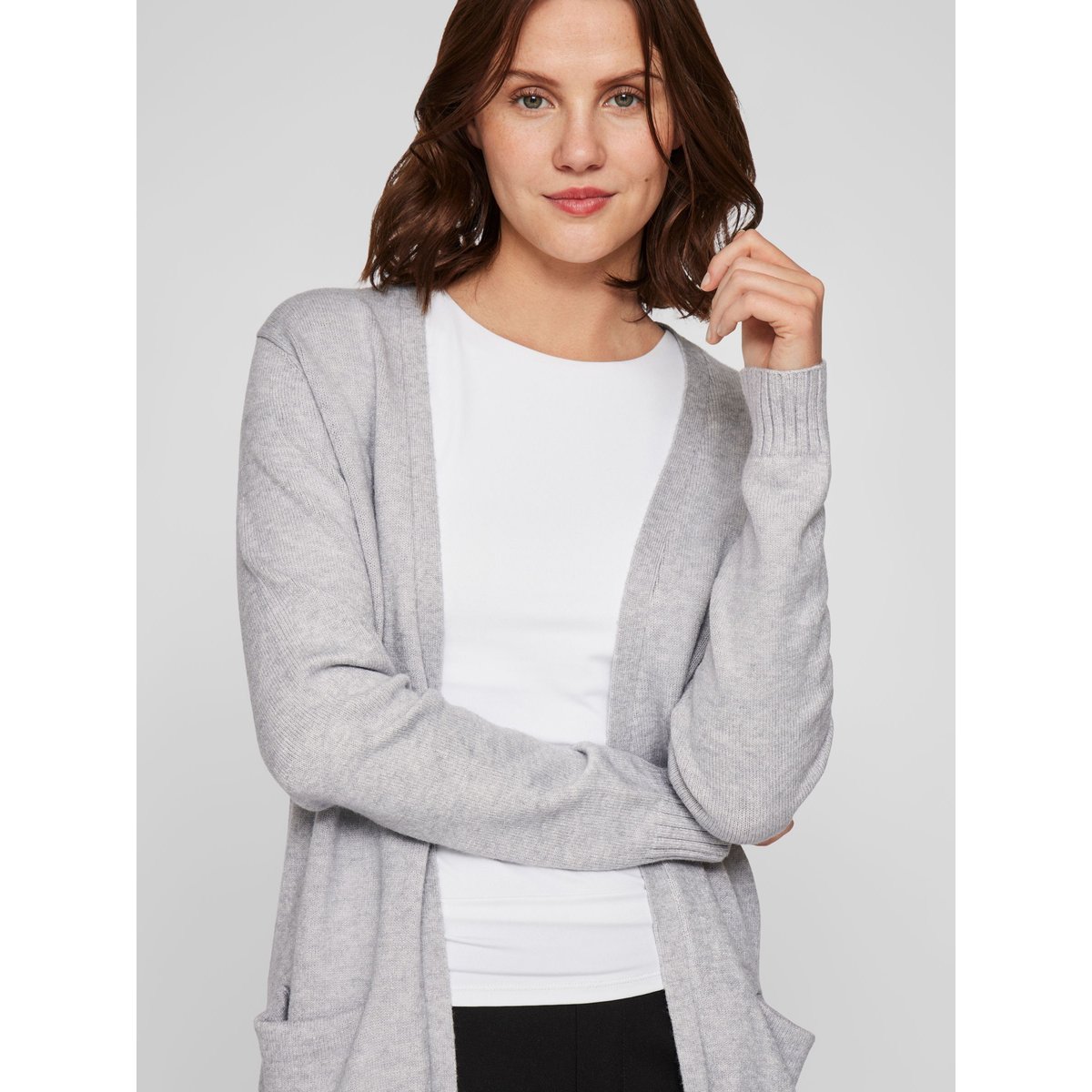 Cardigan En Maille gris - light grey melange1, VILA