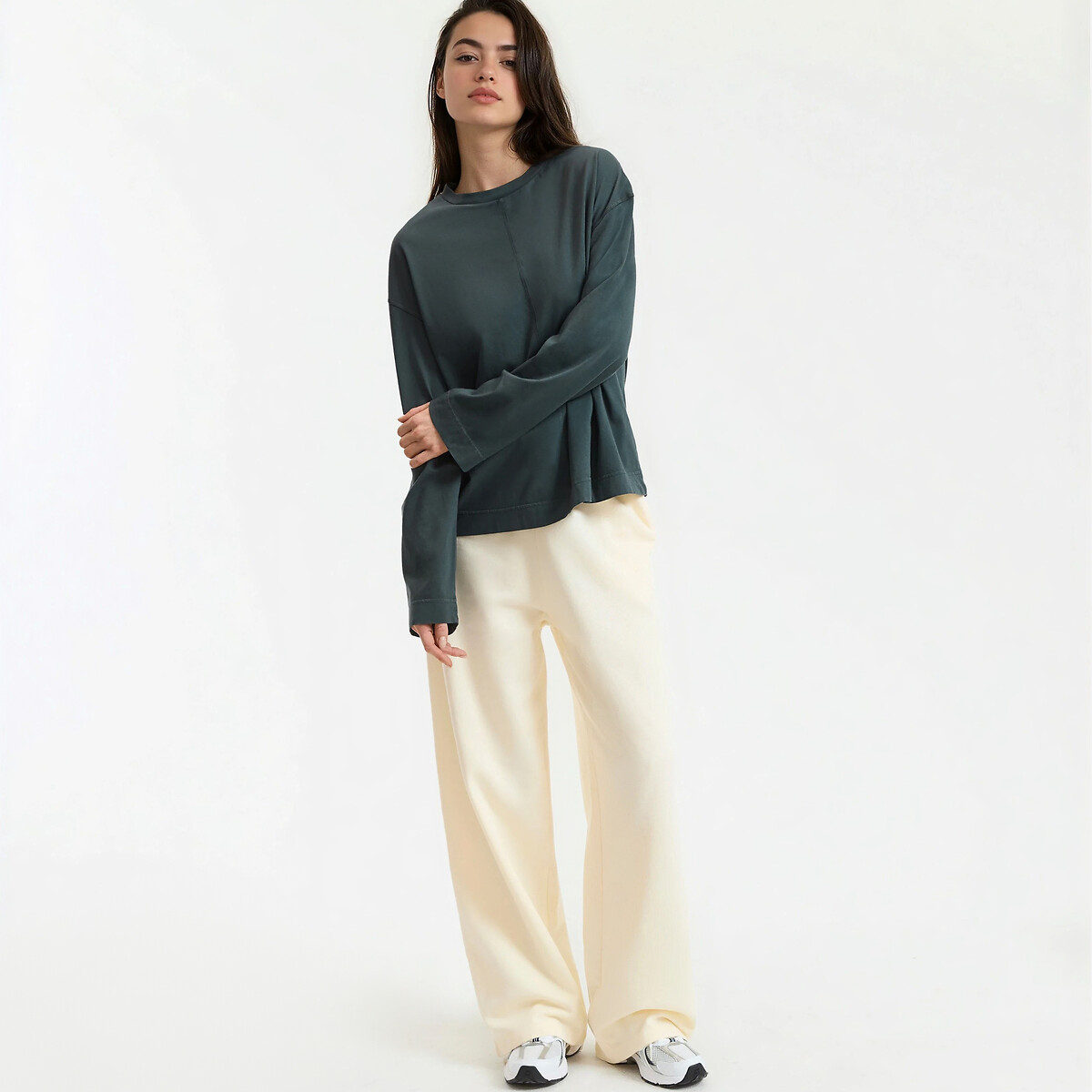 Fleece Wide Leg Elasticated Waist Trousers beige, LA REDOUTE COLLECTIONS