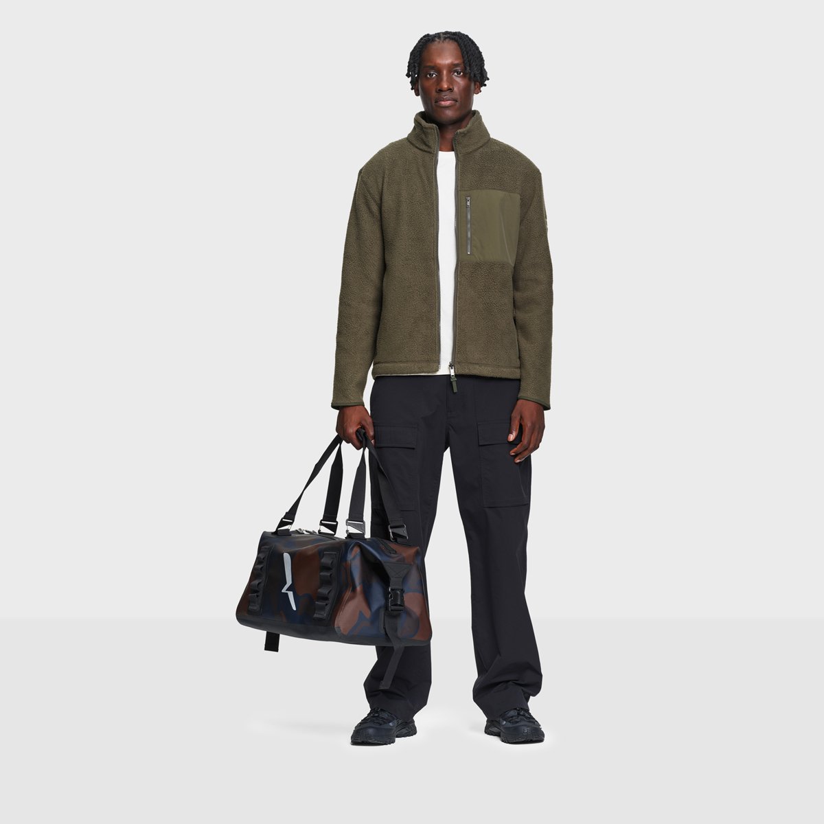Polaire sherpa zippée col montant poches zippées T-KIT vert olive, AIGLE