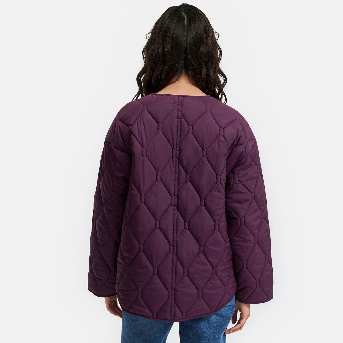 Chaqueta corta acolchada con cierre de botones violeta oscuro, LA REDOUTE COLLECTIONS