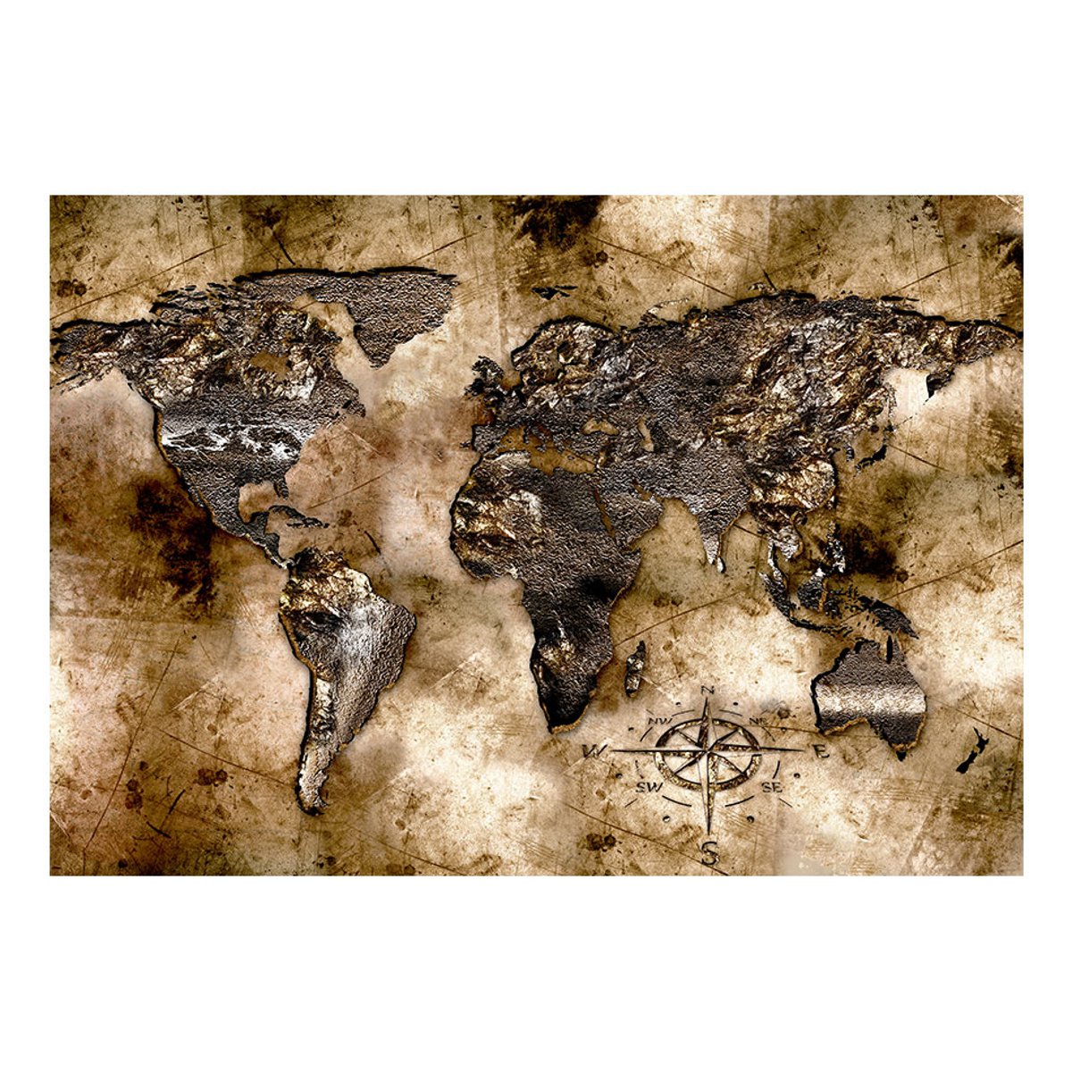 Papier peint intissé panoramique Carte du monde Old world map 1 multicouleur, EDEN