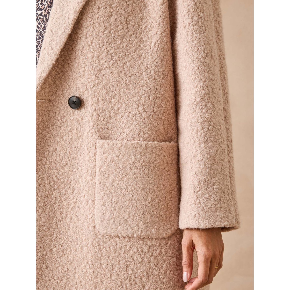 Manteau croisé tissu bouclette beige, DAXON