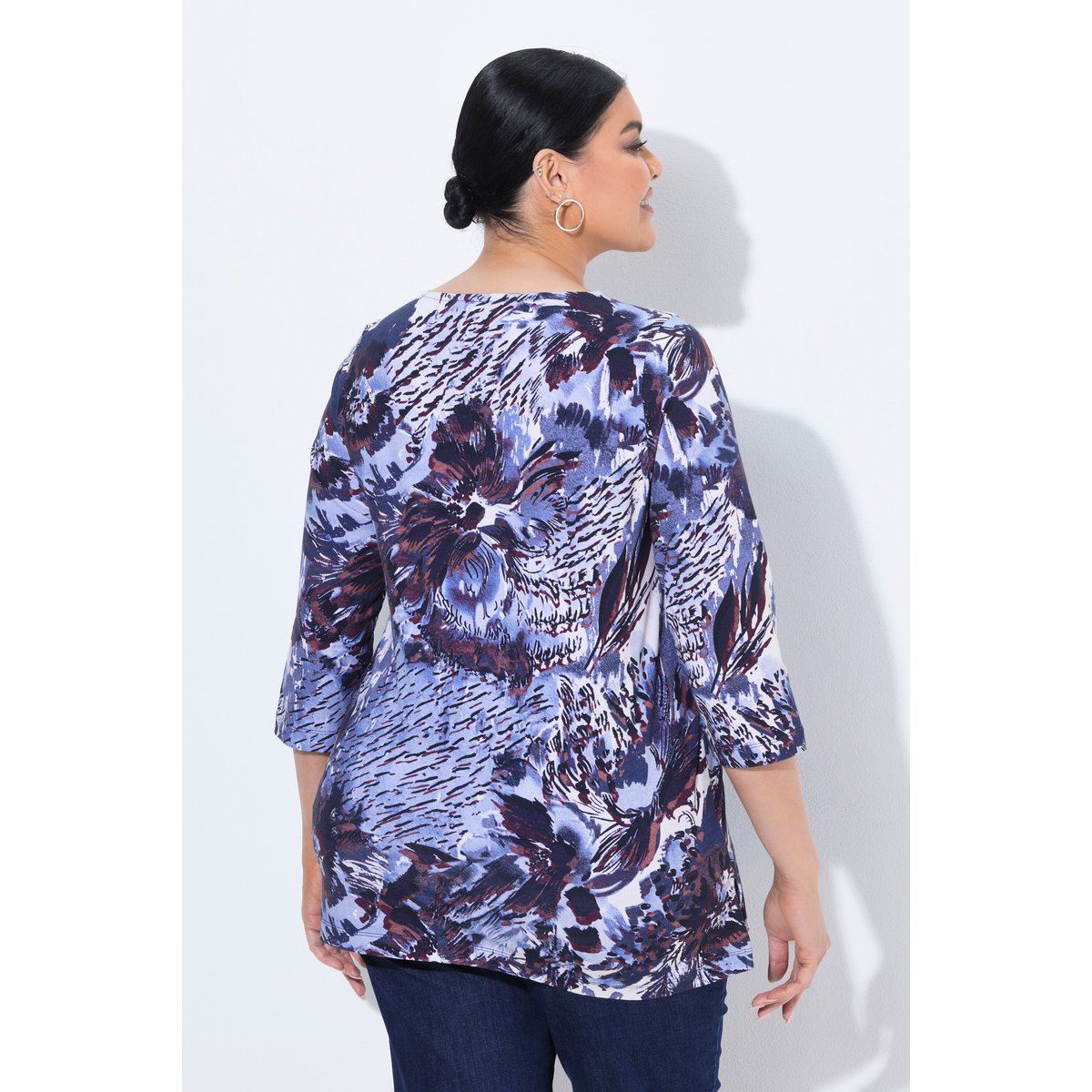 T-shirt en coton Pima marine foncé, ULLA POPKEN