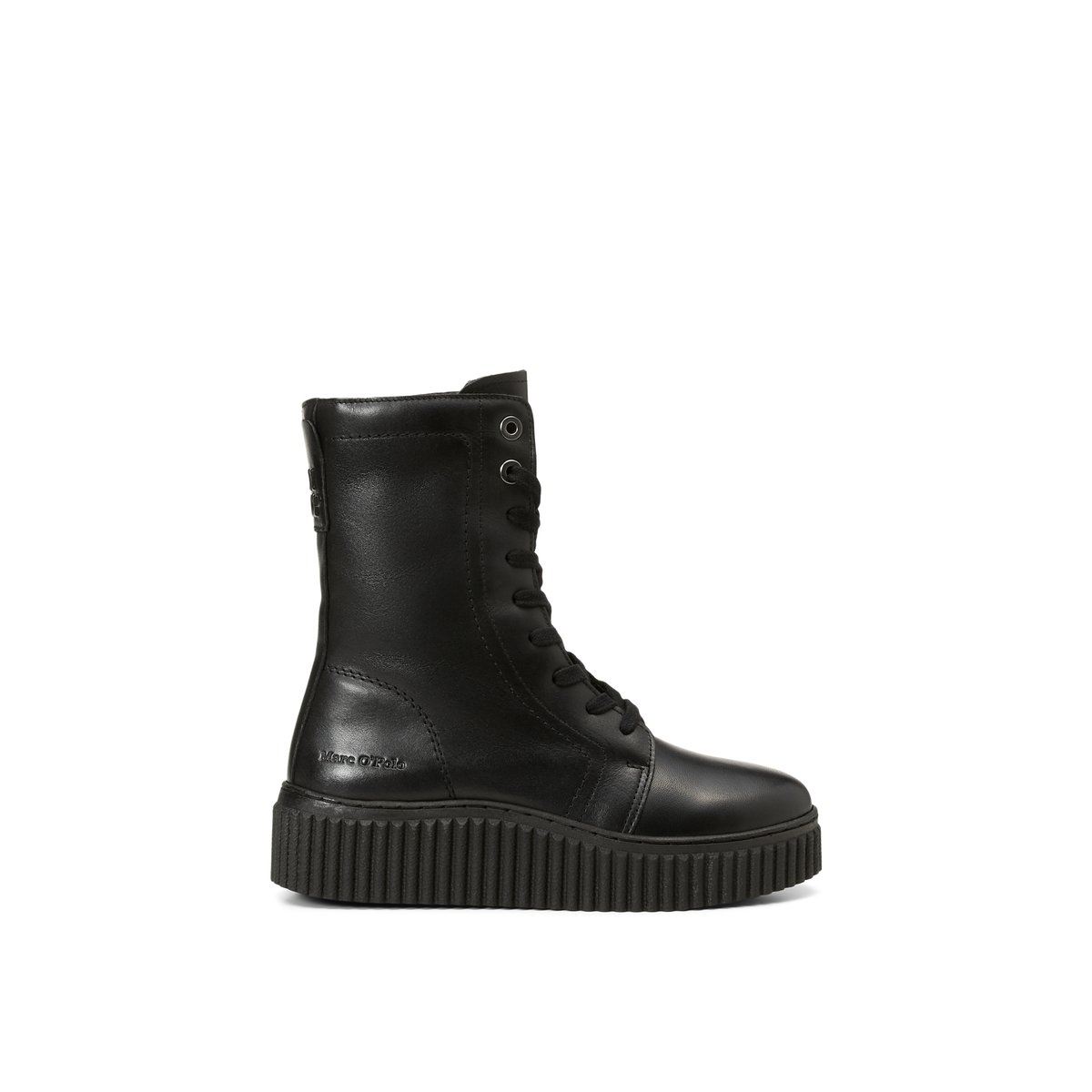 Bottes à lacets, modèle Bianca en cuir de vachette souple noir, MARC O'POLO