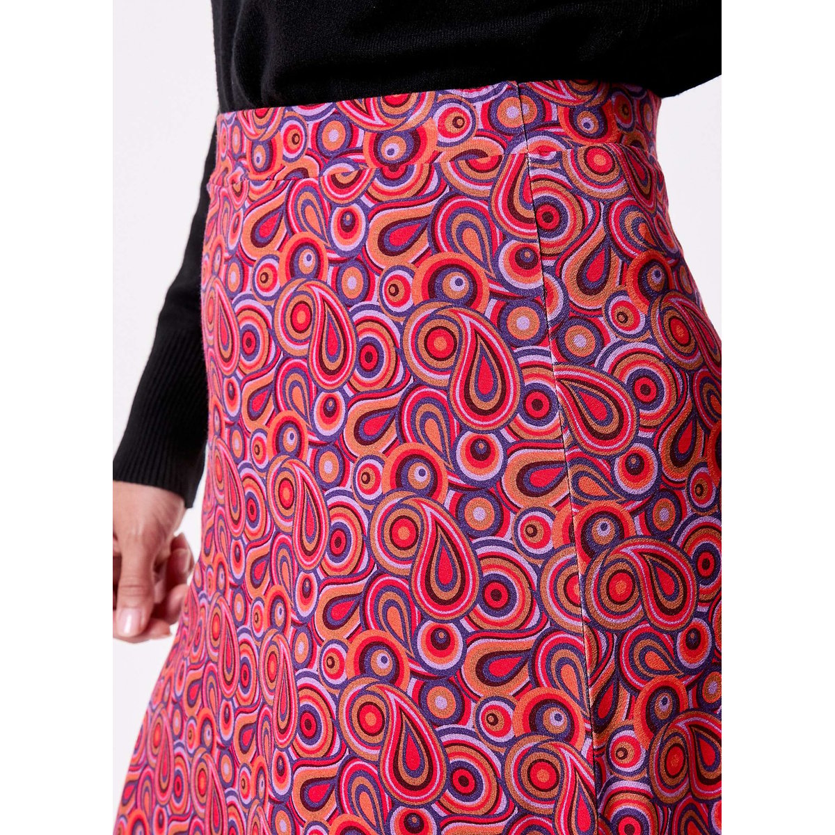 Jupe imprimée trapèze maille fluide ABILIA violet paisley, PRINCESSE NOMADE