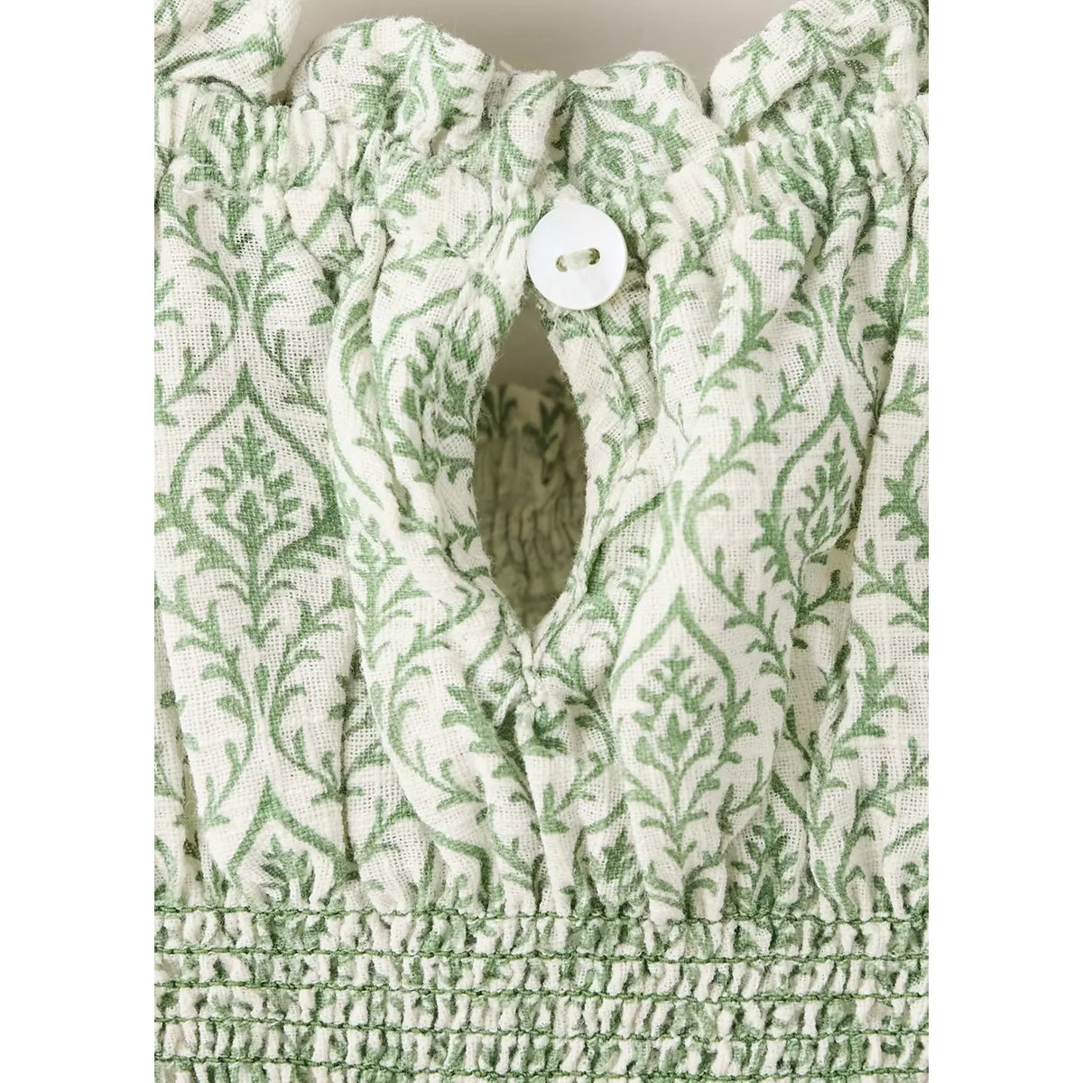 Blouse 100 % coton froncé vert pastel, MANGO KIDS