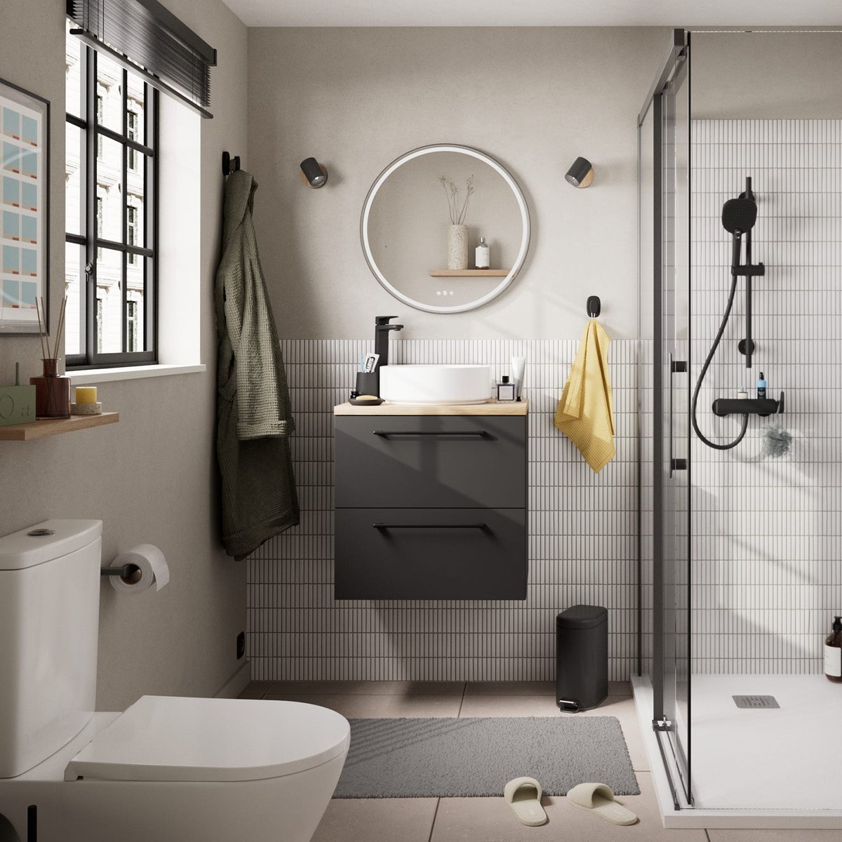 Miroir LED, REMIX noir, SENSEA