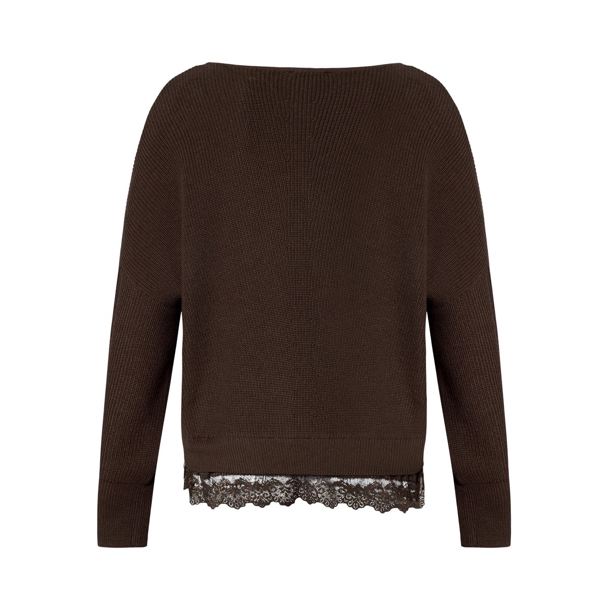 Pull-over en maille à bordure en dentelle chocolate plum, ZERO