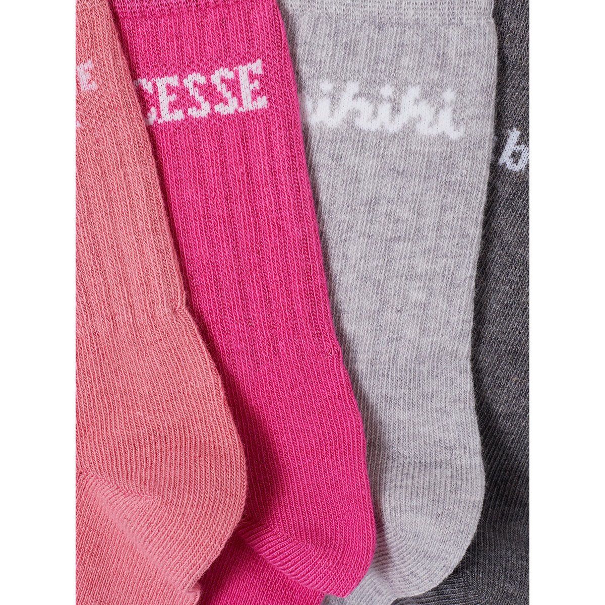 Lot de 4 paires de mi-chaussettes "message" assorties, VERTBAUDET