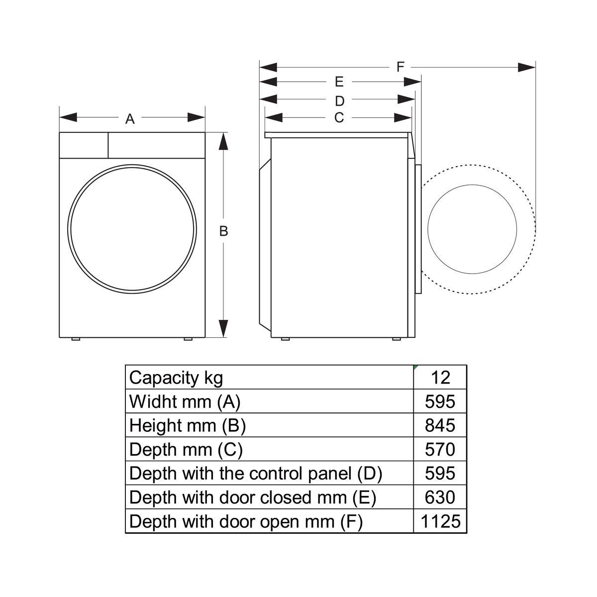 Lave linge hublot WF7I1248BBR couleur unique, HISENSE
