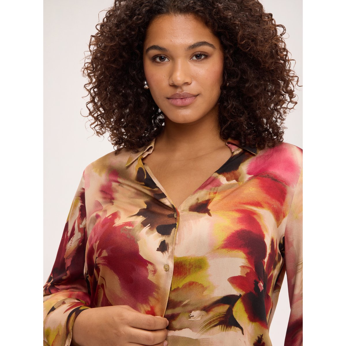 Chemise à imprimé floral beige, FIORELLA RUBINO
