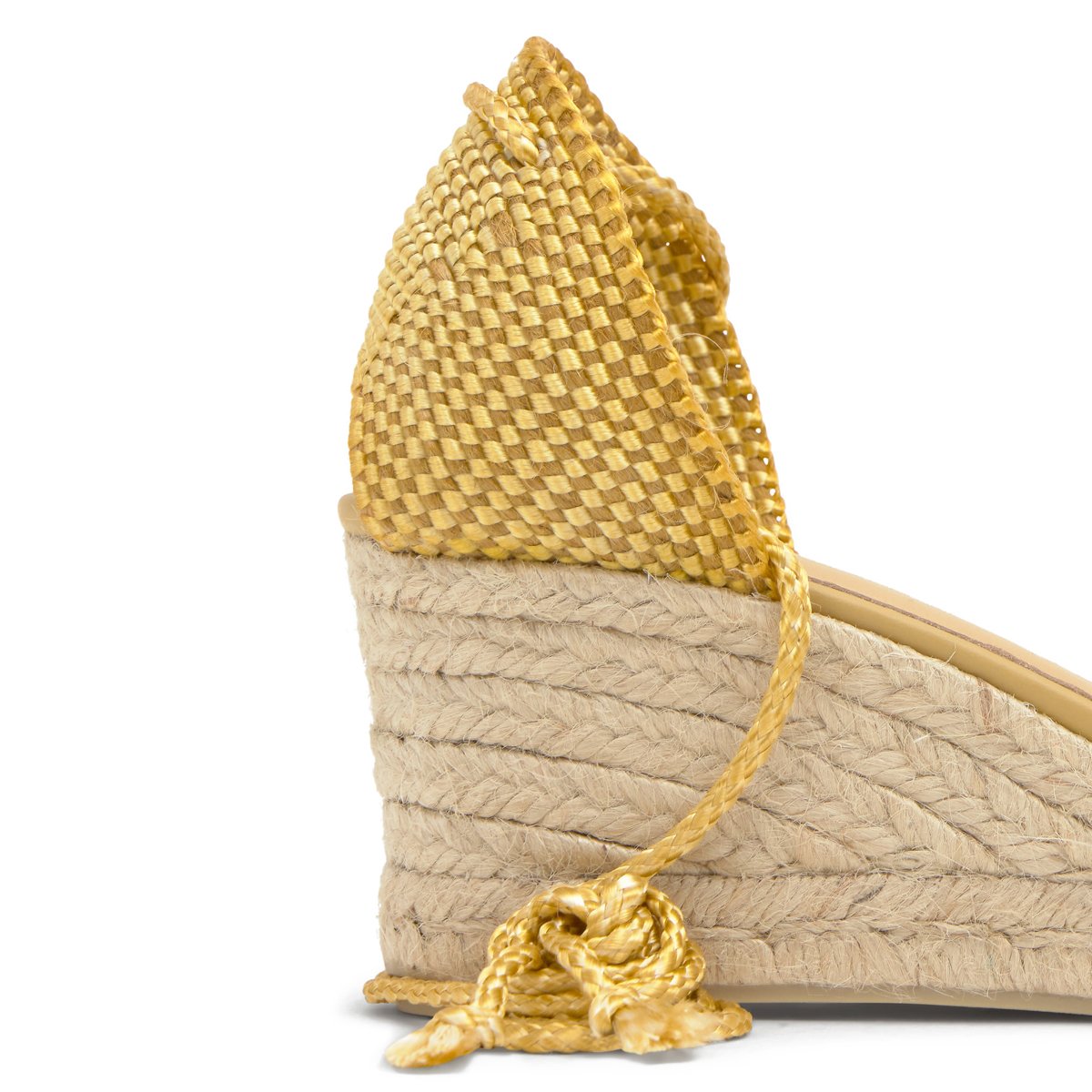 Espadrilles compensées en jute à fils métallisés CORA PLATFORM doré, CASTANER