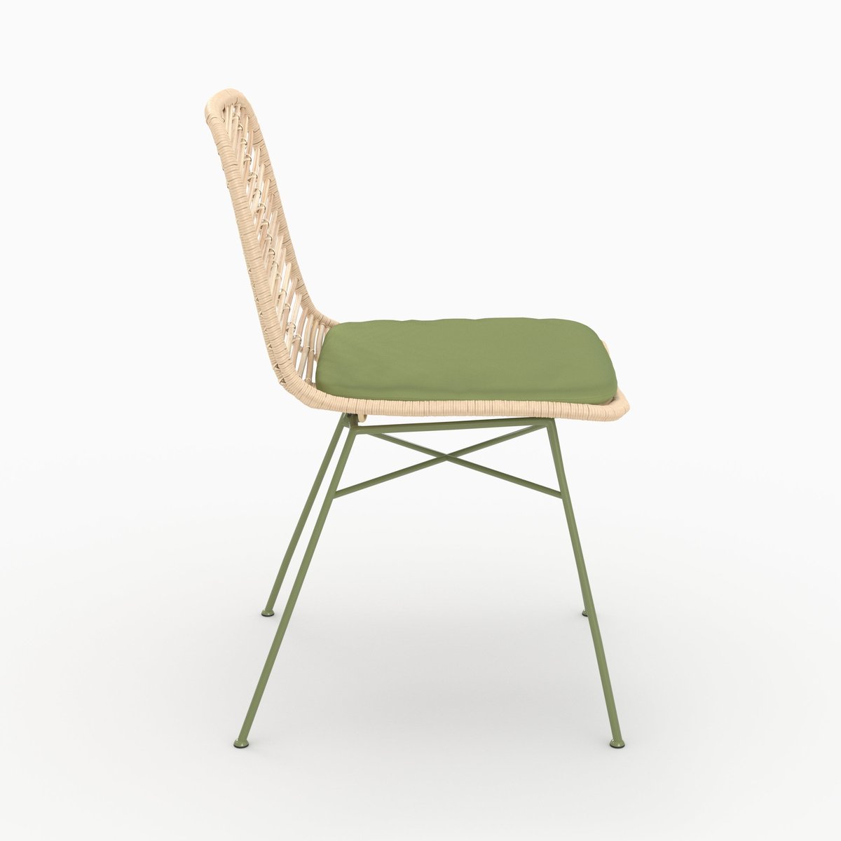 Chaises en rotin et tissu - TAMARA vert olive, MAISON PAVANE