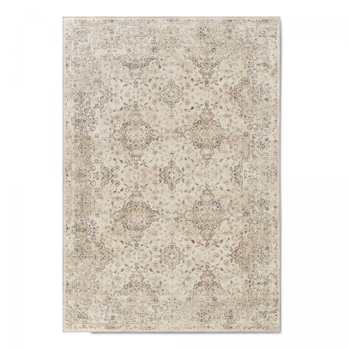 Tapis d'orient kilim authentique, structure tissée, LYN11 VINTAGE B élégant beige, gris, UN AMOUR DE TAPIS