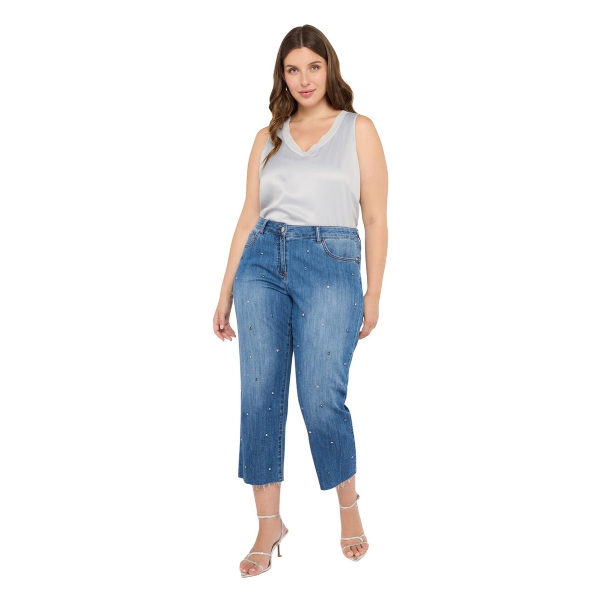 Top sans manches avec décolleté en V blanc, FIORELLA RUBINO