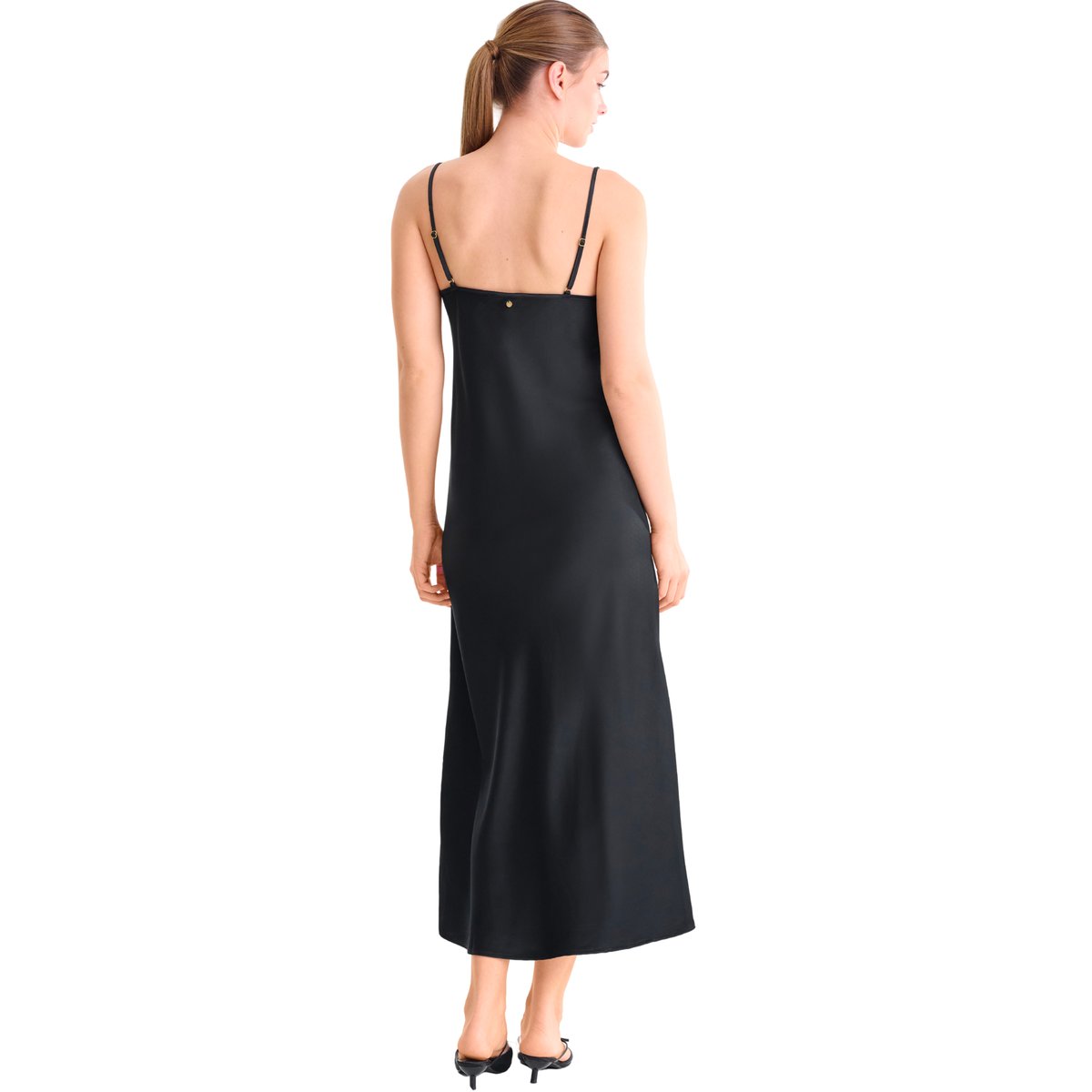 Robe longue à bretelles SATIN LUXE noir, LISCA