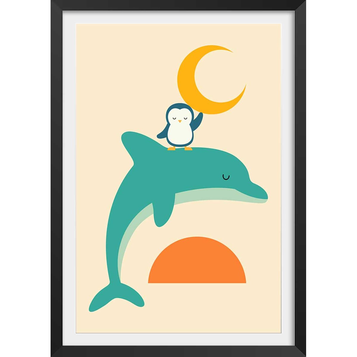 Affiche  date with the moon affiche + cadre en bois - noir, HEXOA