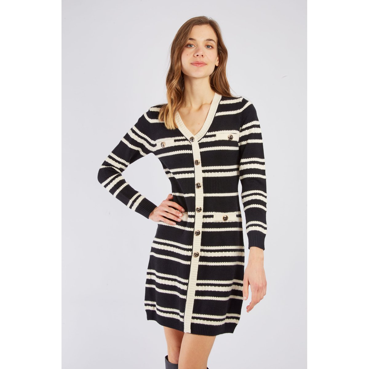 Robe courte en maille CANDY noir, DERHY