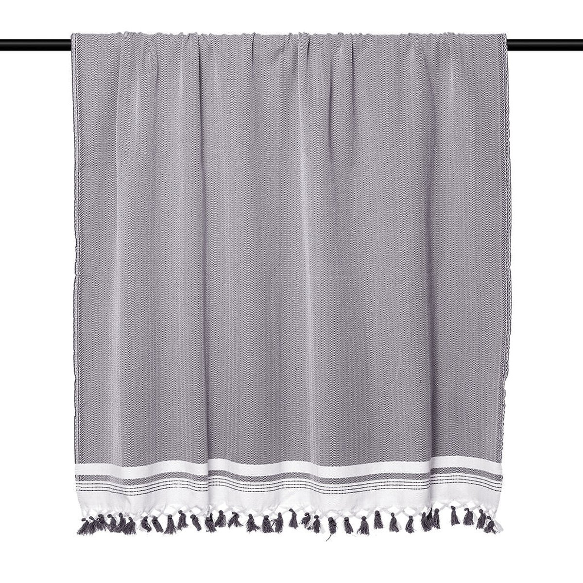 Plaid coton IVAN gris moyen, FEBRONIE
