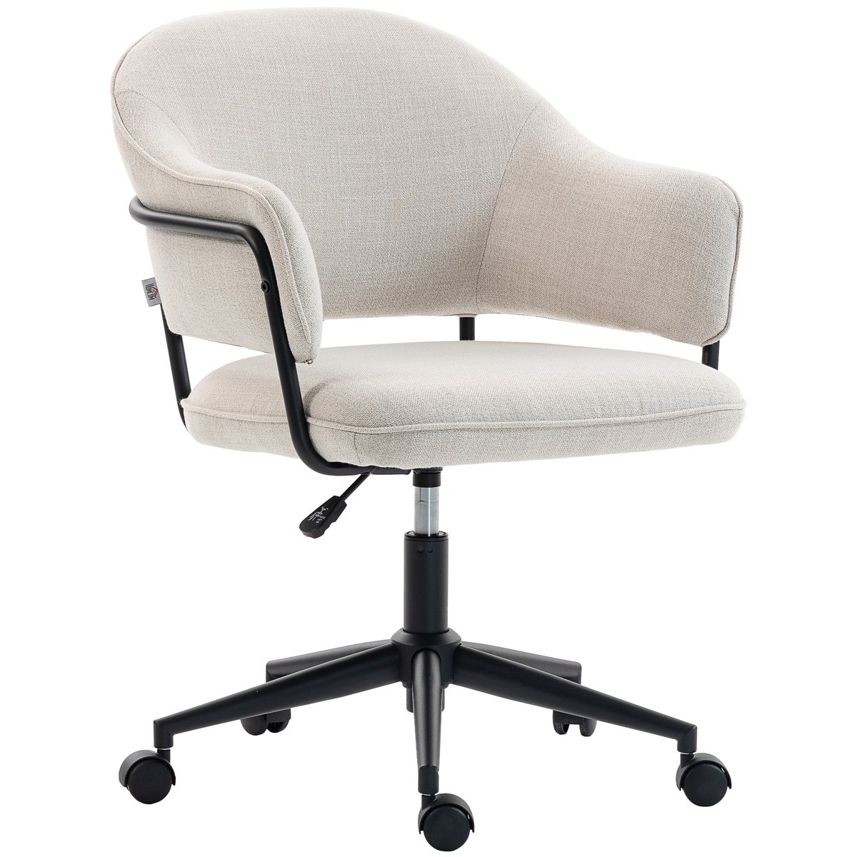 Chaise de bureau Lin (100% polyester) Blanc blanc crème, HOMCOM