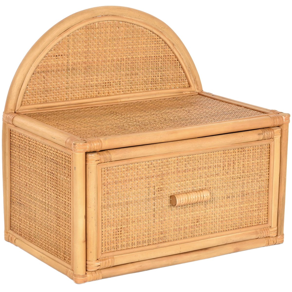 Table de chevet murale en bois et rotin 47x30x45cm bois, WADIGA