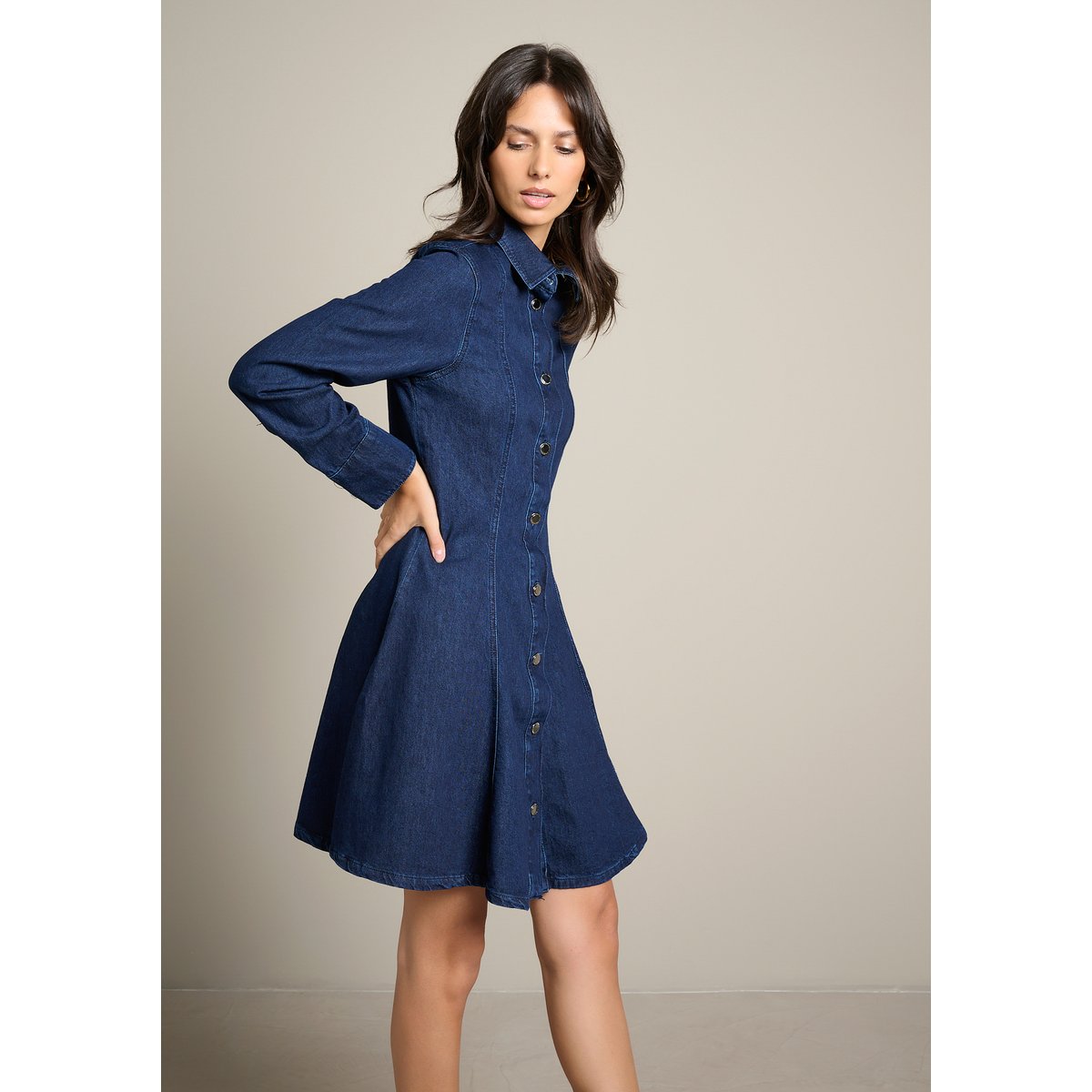 Robe chemise en denim medium blue, LOLALIZA