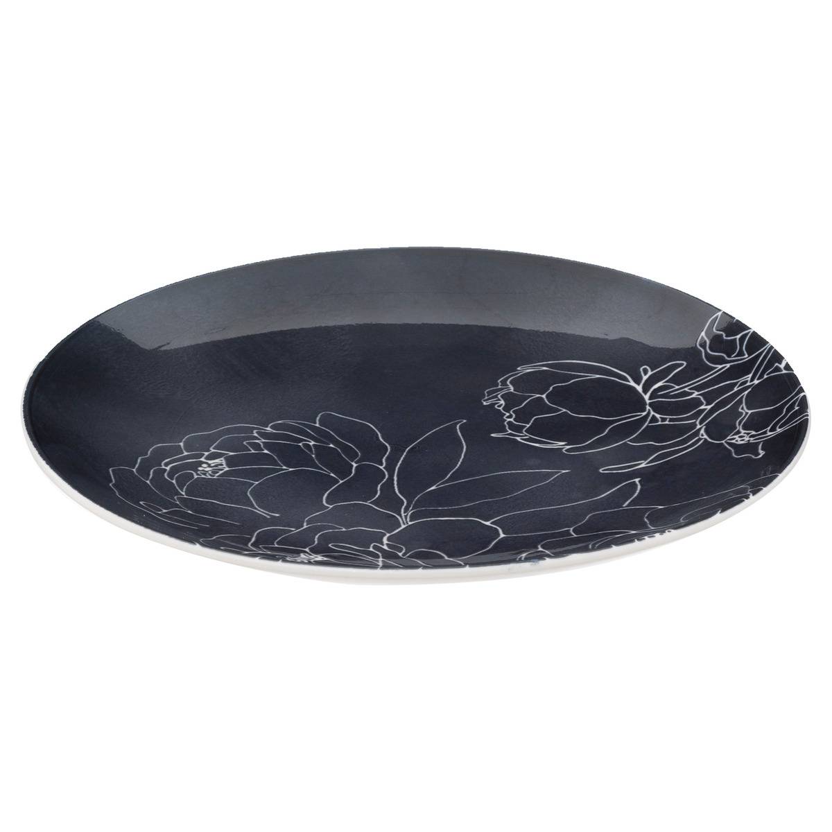 Lot de 6 assiettes plates en porcelaine THEA bleu, SECRET DE GOURMET
