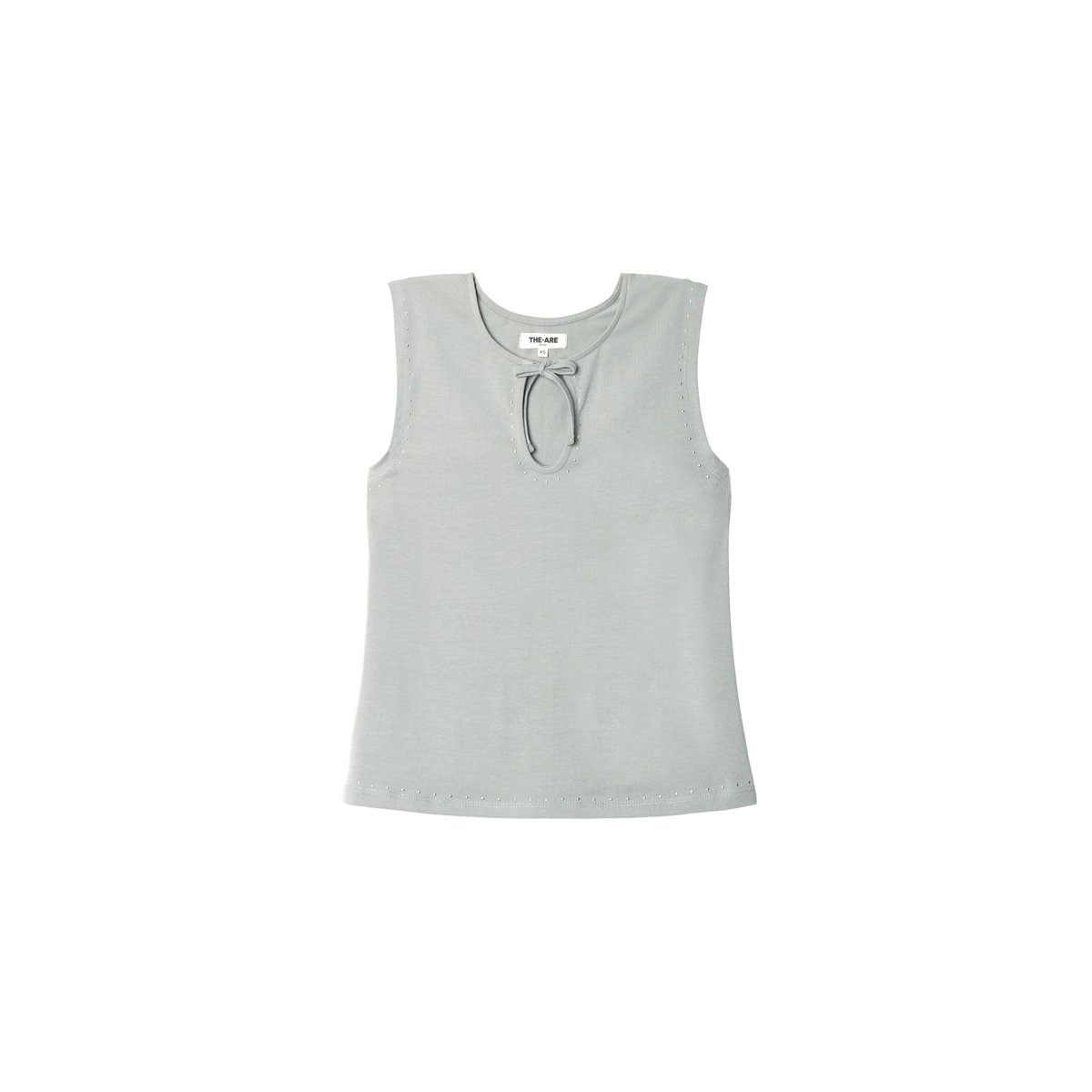 Top avec encolure découpée et lien à nouer gris, THE-ARE