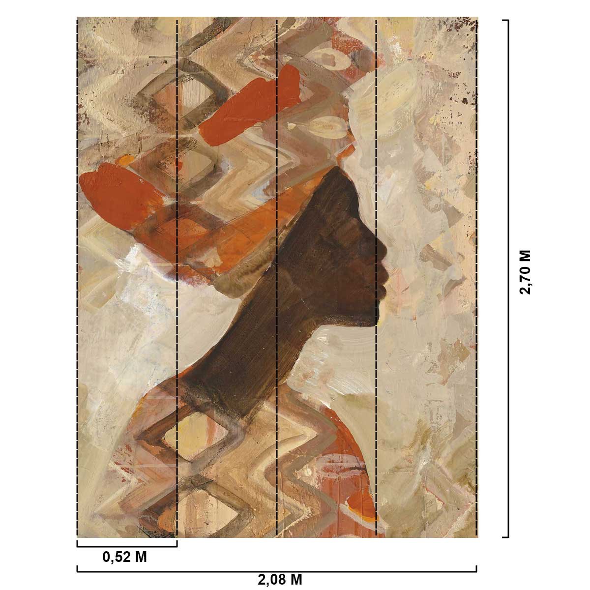 Papier peint silhouette africaine intissé, HEXOA