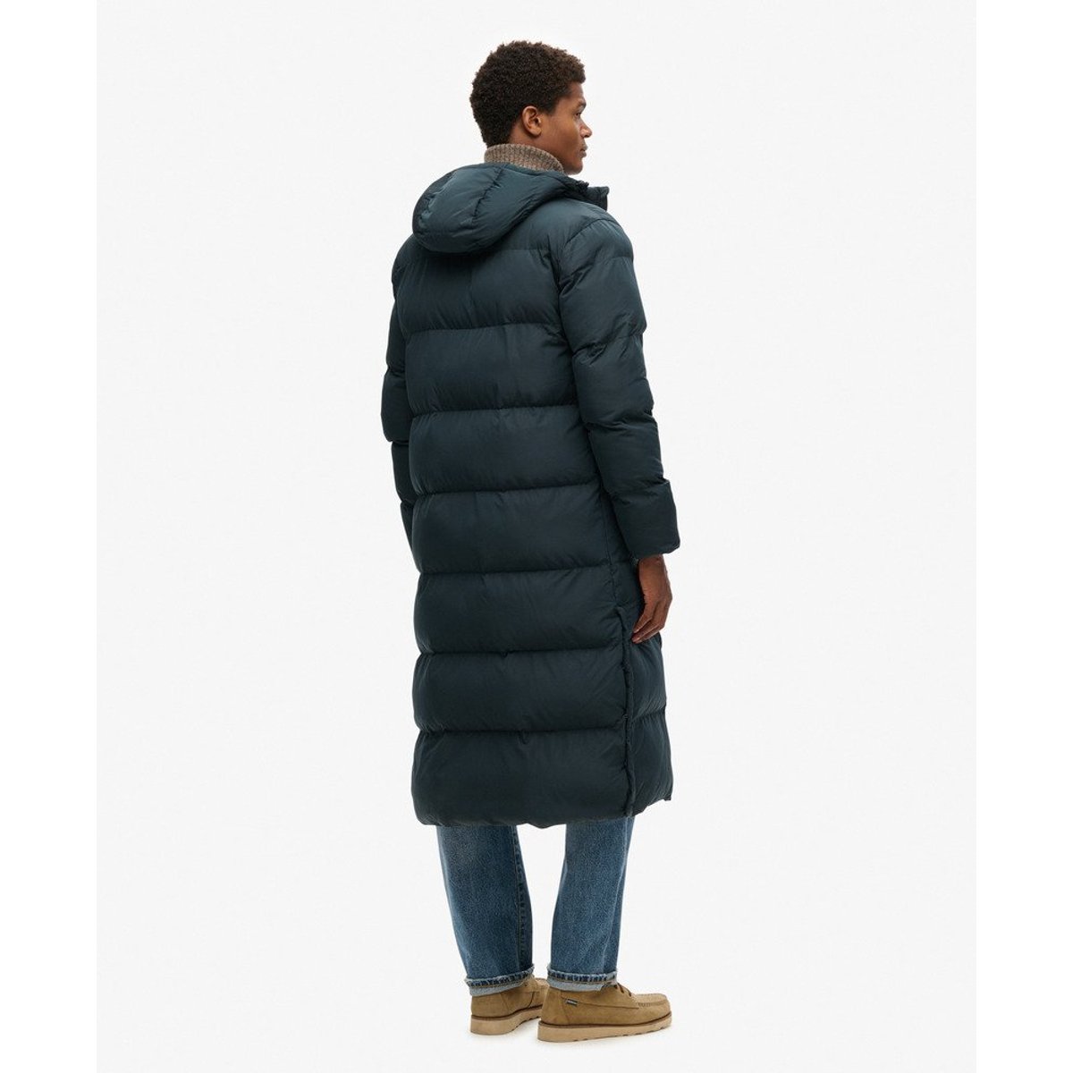 Doudoune extra longue bleu marine éclipse, SUPERDRY