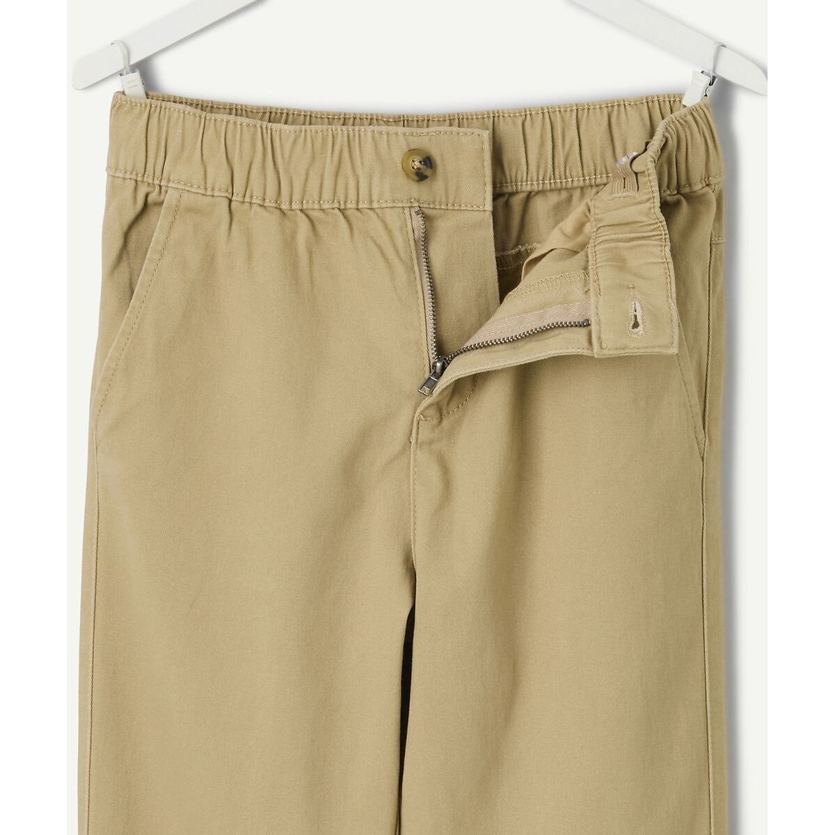 Pantalon droit en twill beige, TAPE A L'OEIL