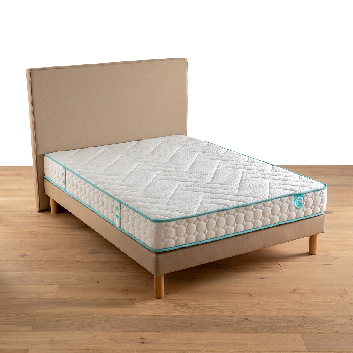 Schuimmatras, groot comfort+Visco Le Tout Tonique wit/blauw, MERINOS