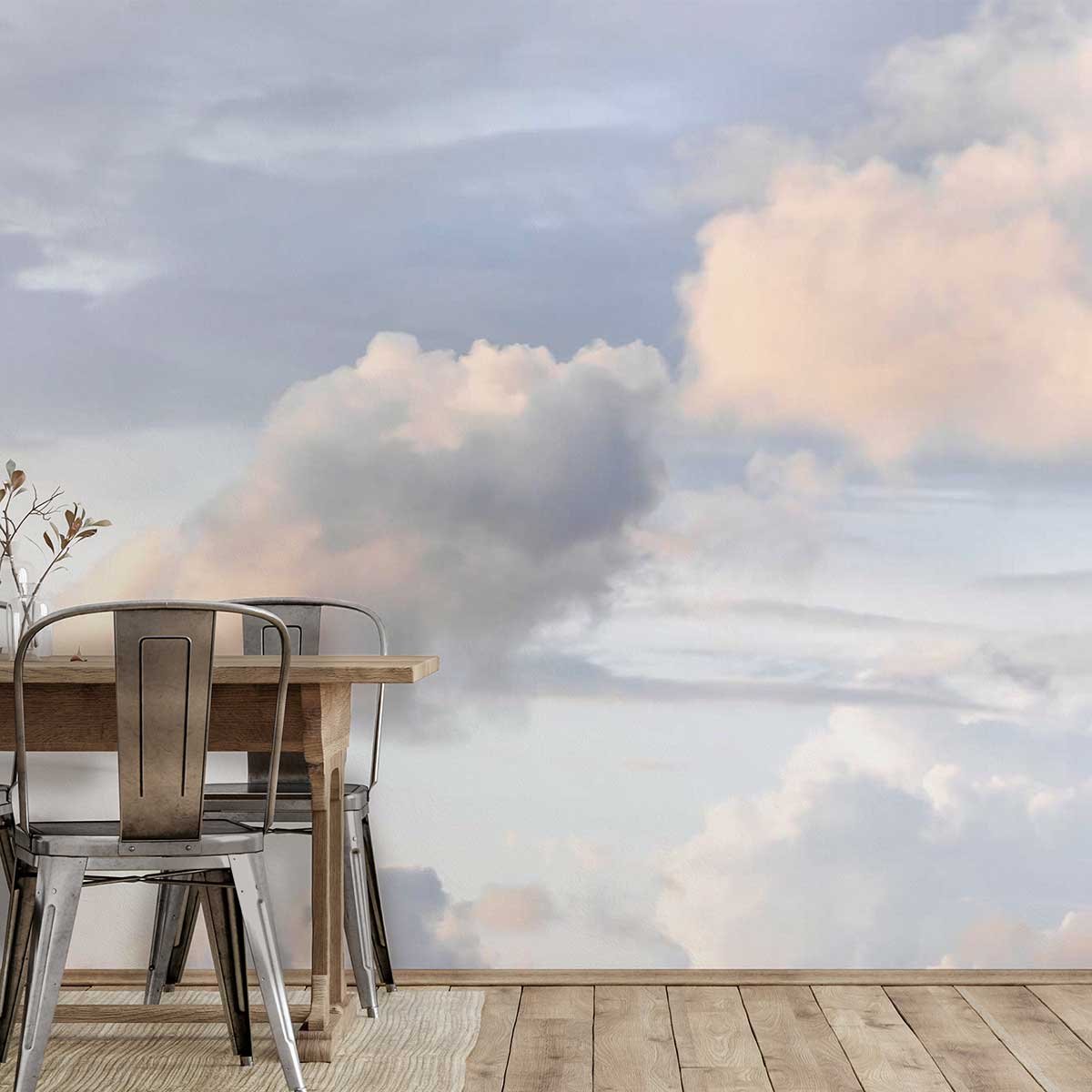 Papier peint nuages roses intissé, HEXOA