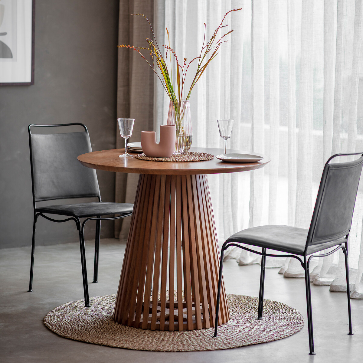 Chapra Acacia Wood Slatted Round Dining Table (Seats 4) acacia, SO'HOME
