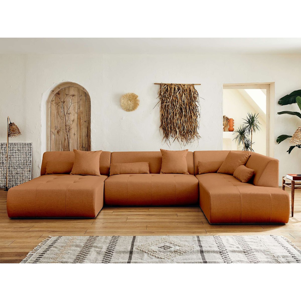 Canapé Panoramique  7 places - ONYX rouille, BEST MOBILIER