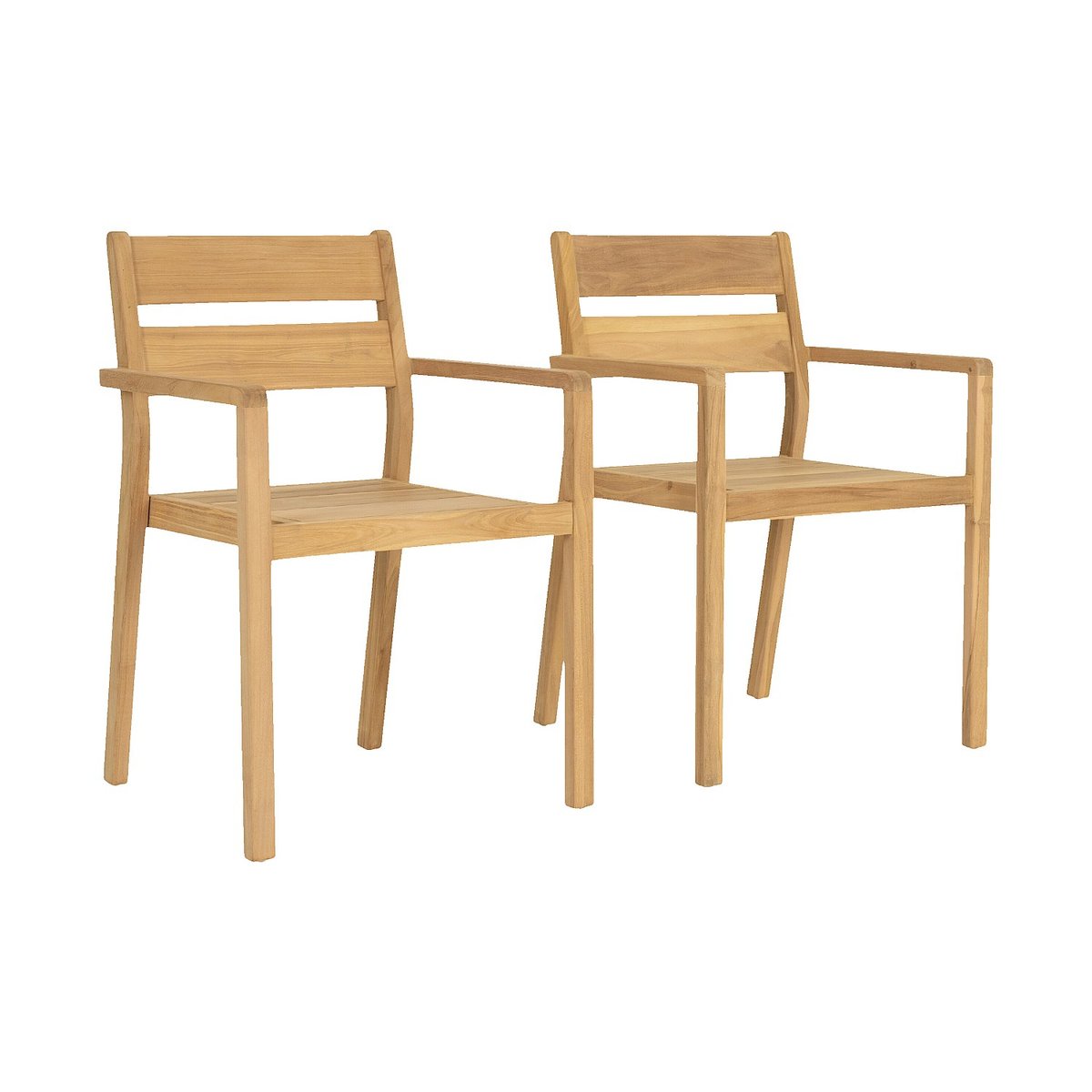 Lot de 2 chaises de jardin en teck massif CALVIA naturel clair, HABITAT