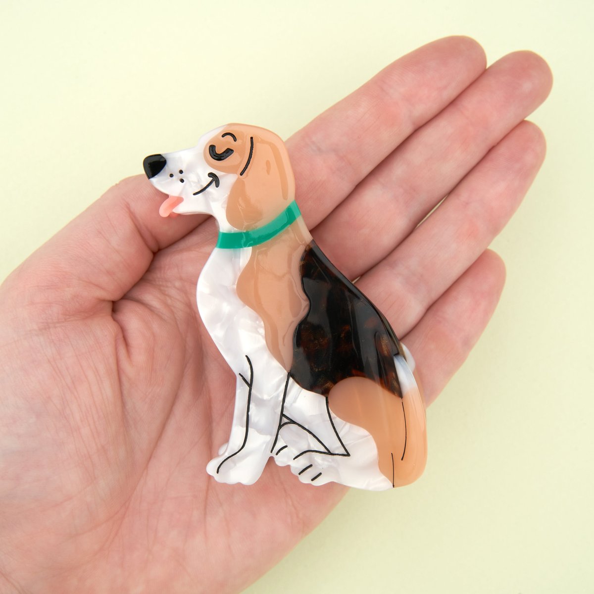 Pince à cheveux BEAGLE beige, marron et blanc, COUCOU SUZETTE