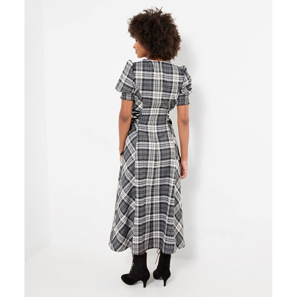 Robe Longue à Carreaux Lacée sur les Côtés Luna noir, JOE BROWNS