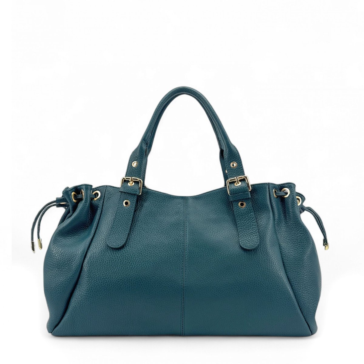 Sac bowling en cuir grainé PRINCESSE XL bleu canard, OH MY BAG