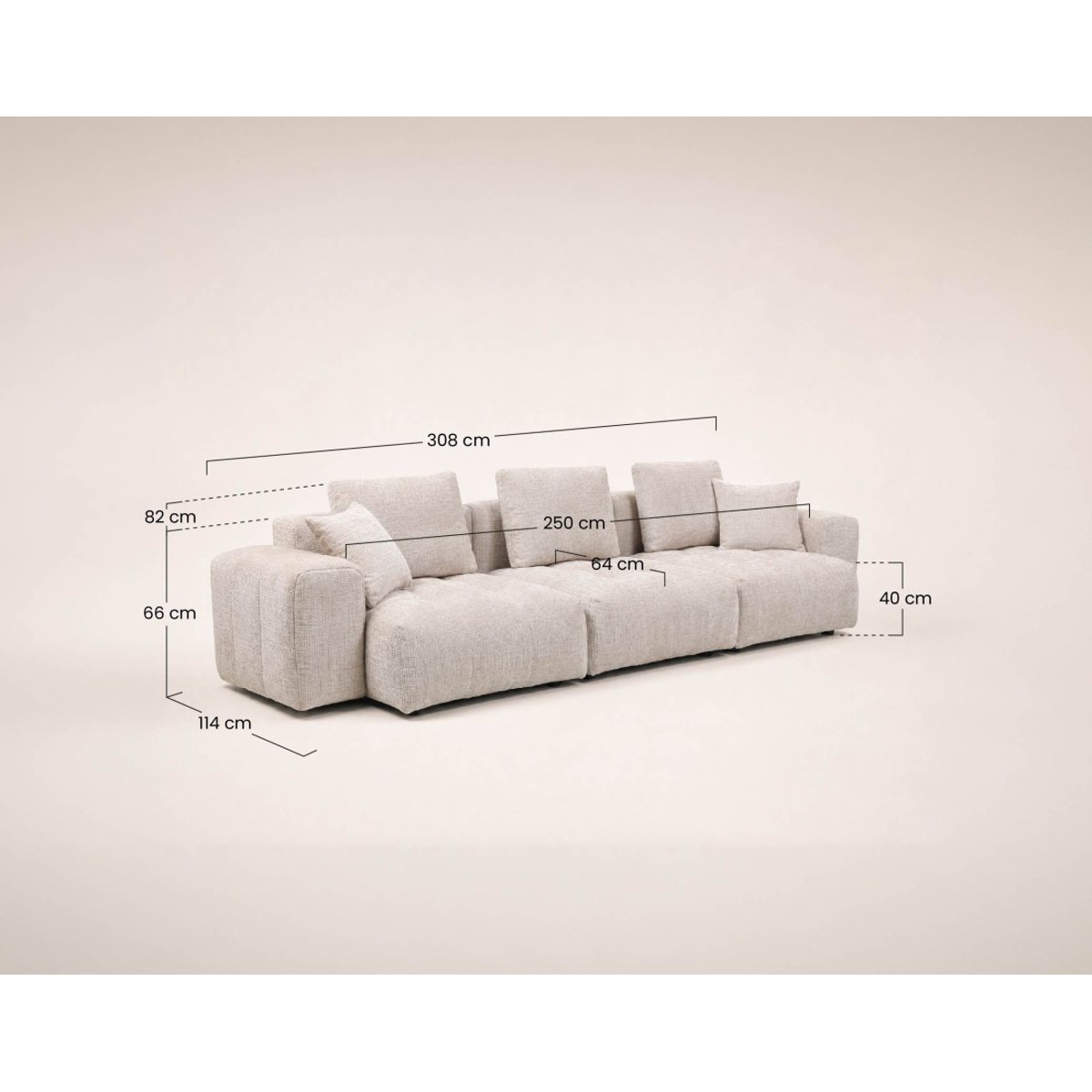 Canapé modulable en velours texturé, COLETTE beige, BEST MOBILIER