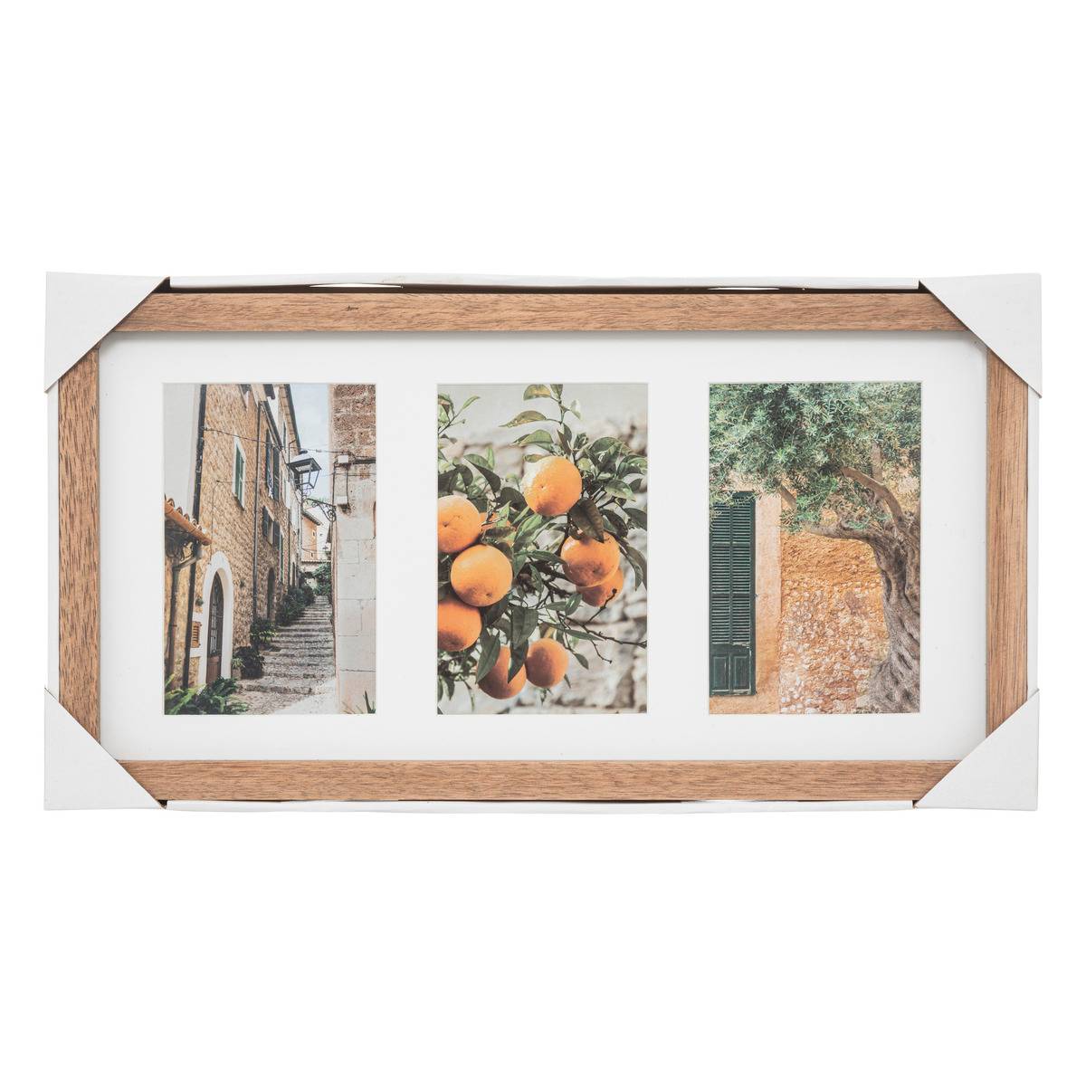Pêle-mêle 3 photos bois d'hévéa MILIEA beige, ATMOSPHERA